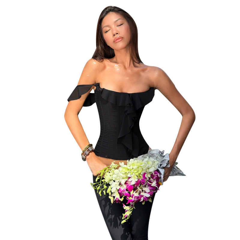 Dame elegant spissbluse med asymmetrisk design Skjora