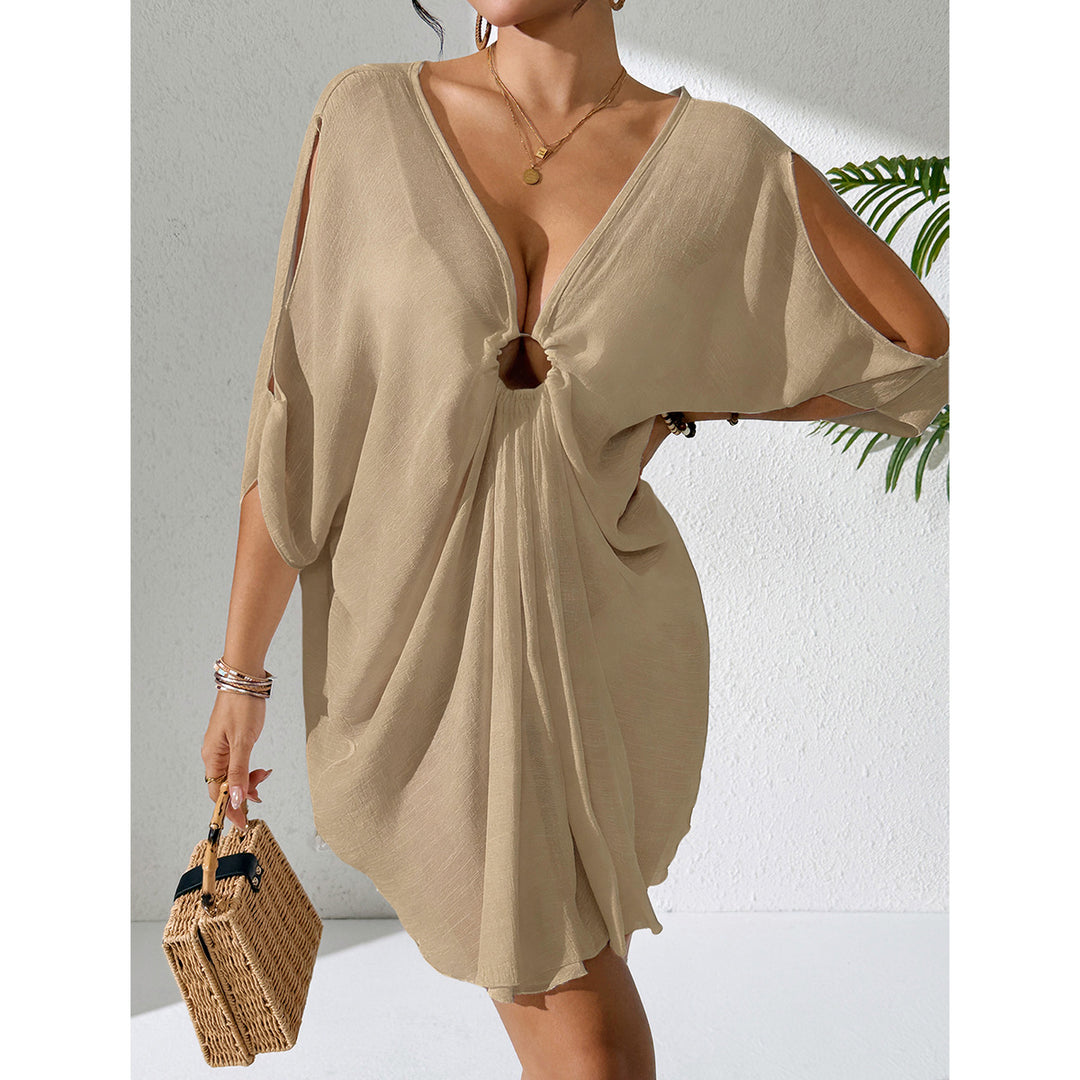 Damen Kaftan mit tiefem V-Ausschnitt und zurückgezogenem Design Skjora