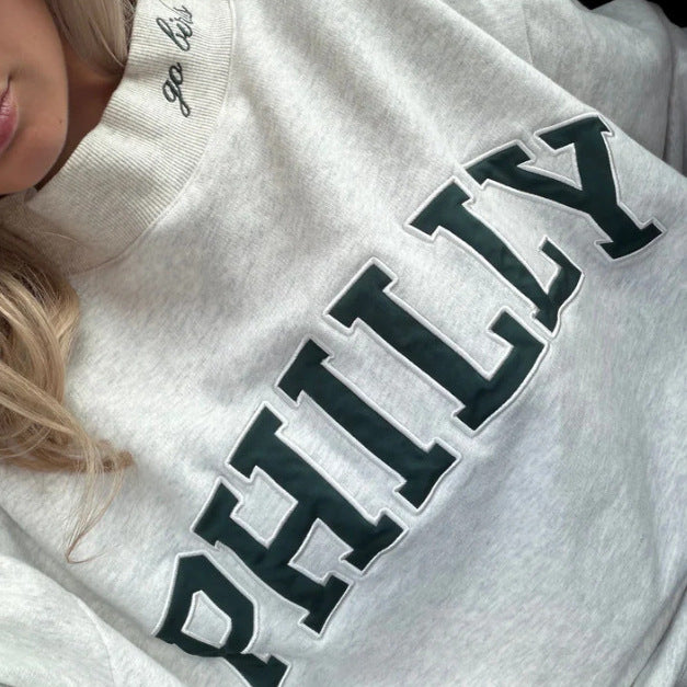 Dame Oversized Sweatshirt med trendy skrivemåte Skjora