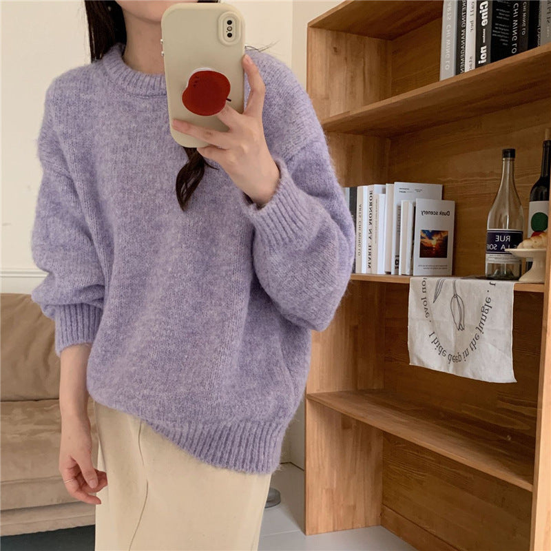 Kvinnes Fluffy Oversized Genser laget av myk strikk Skjora