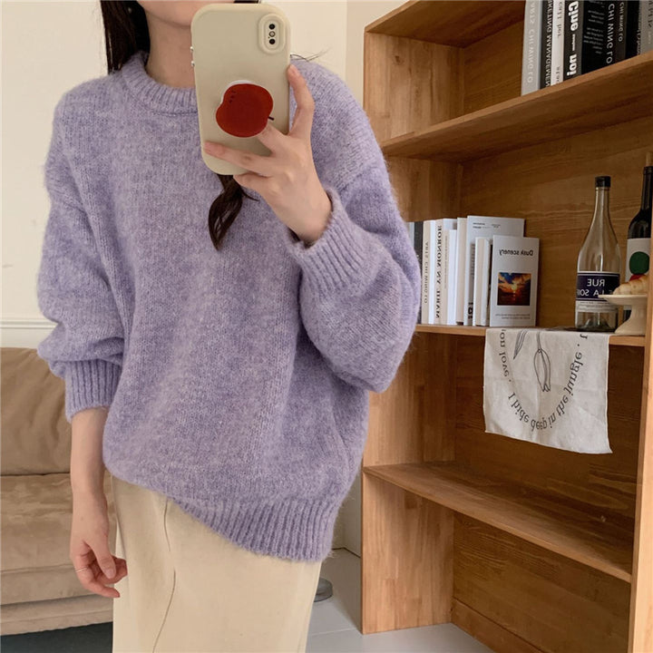 Kvinnes Fluffy Oversized Genser laget av myk strikk Skjora