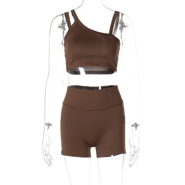 Damer Sporty Crop-Top og High-Waist Short Set Skjora