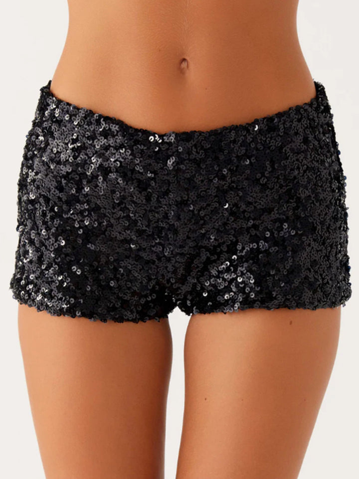 Dame Glitter Shorts med trendy cut og elastisk midje