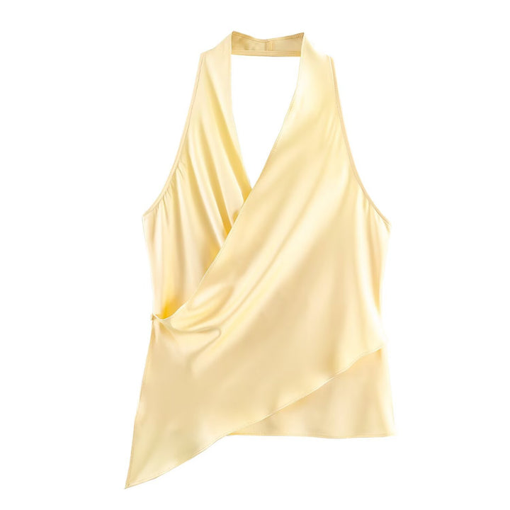 Dame omslagsbluse med V-hals Skjora