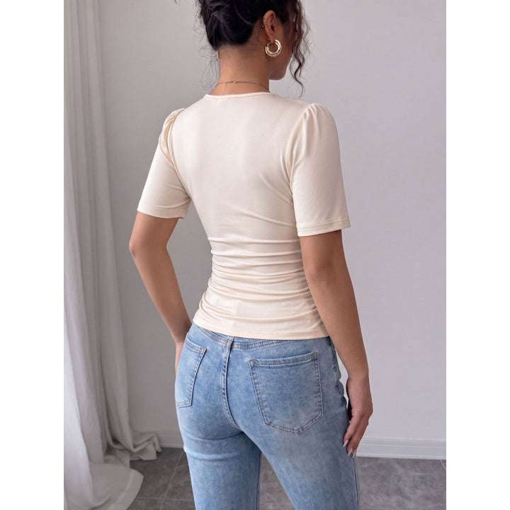 Dame elegant bluse med perle-detalj Skjora
