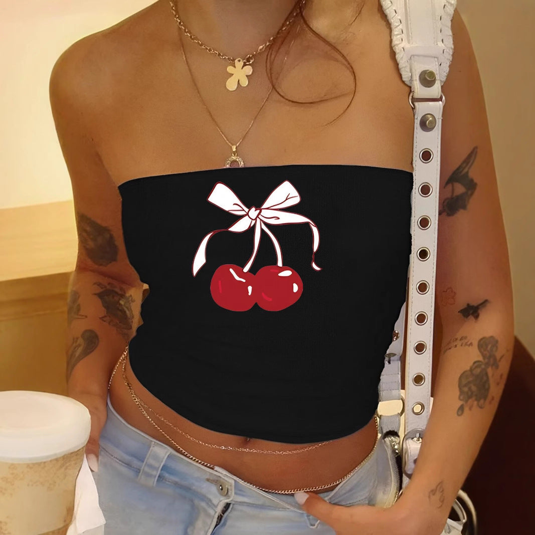 Dame Bandeau-top med elegant spissbåndmotiv Skjora