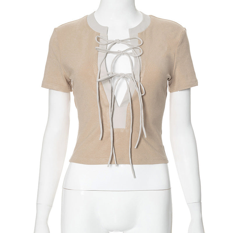 Damer elegant Crop-Top med raffinert snøringdesign Skjora