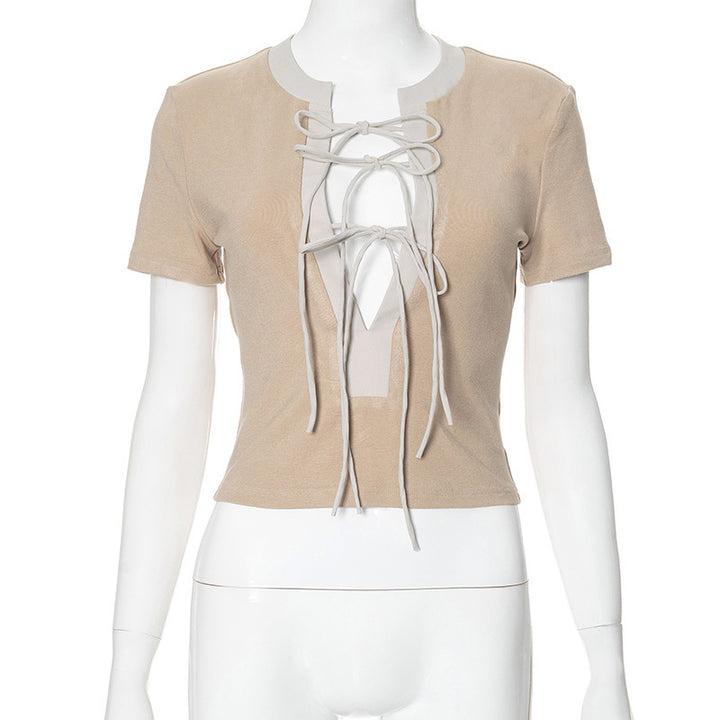 Damer elegant Crop-Top med raffinert snøringdesign Skjora