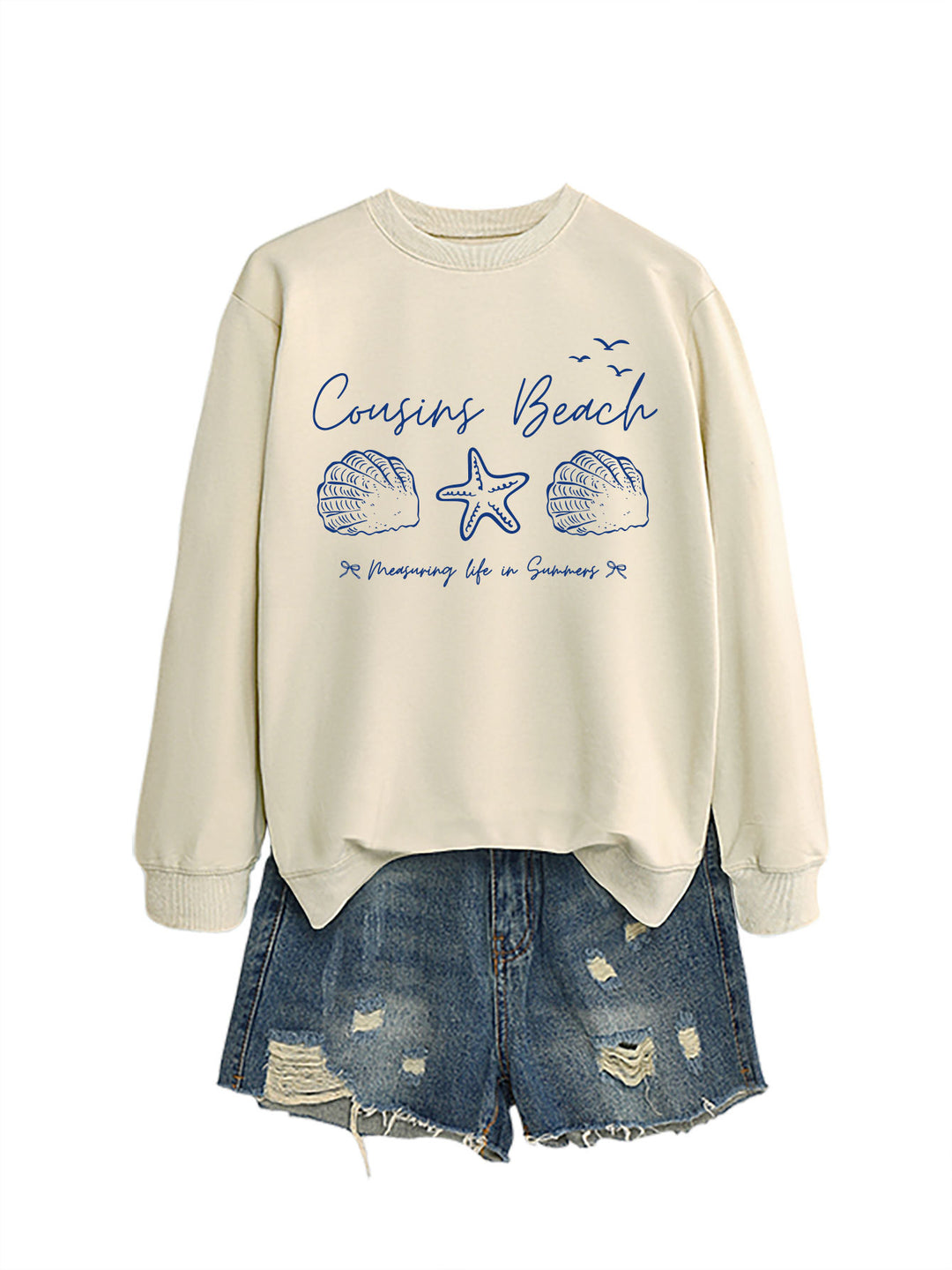 Kvinnelig sweatshirt med maritimt motiv og komfortabel passform Skjora