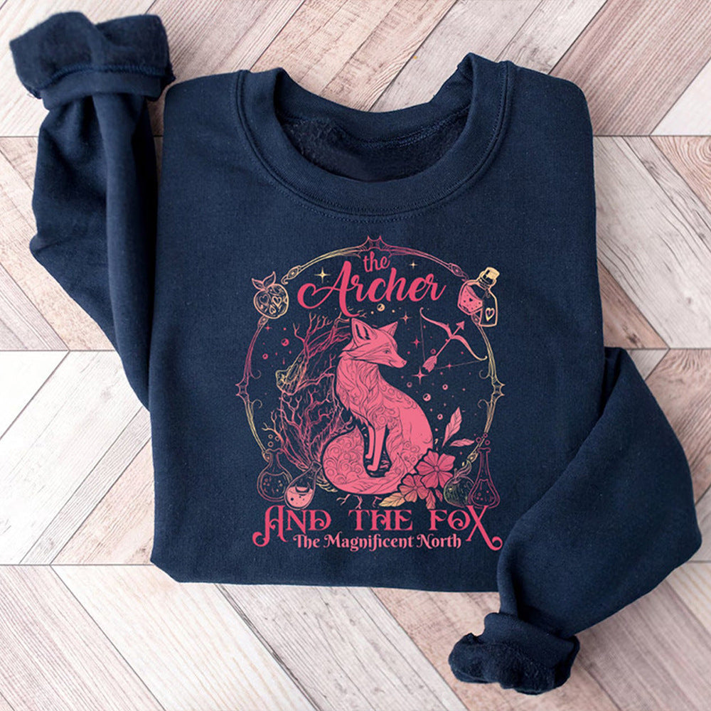 Dame sweatshirt med kreativt dyremotiv og inspirerende trykk Skjora
