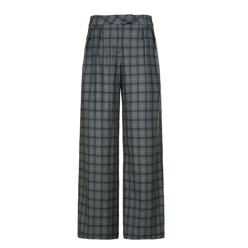 Damer Rutete Culotte-bukser med høy midje og elegant folder Skjora