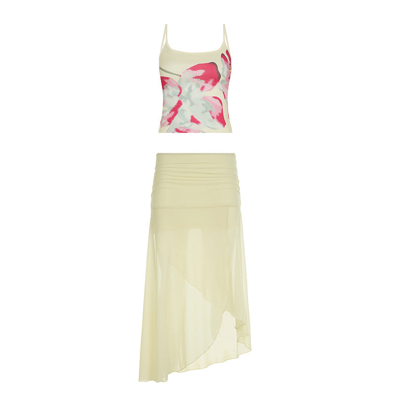 Dame elegant Maxi-kjole med asymmetrisk snitt og blomsterdesign element Skjora