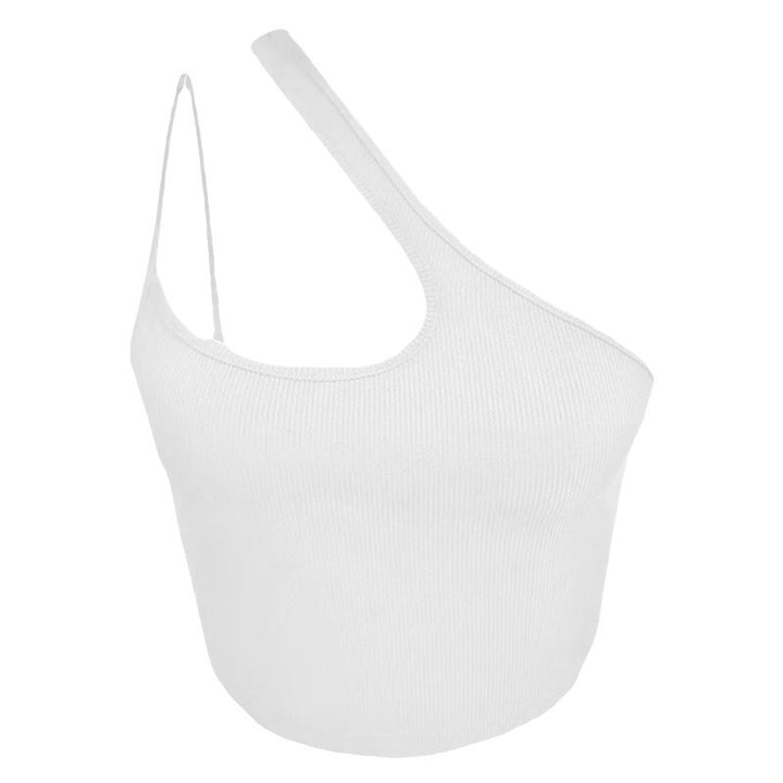 Damer asymmetrisk Crop-Top i myk ribbestrikk Skjora