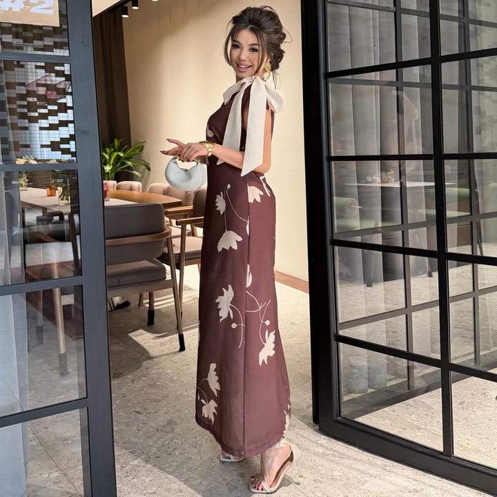 Kvinners maxi-kjole med blomsterdesign