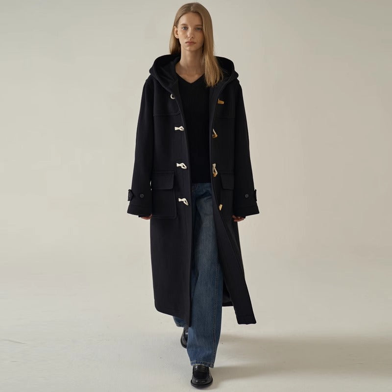 Dame lengre Dufflecoat med hette Skjora