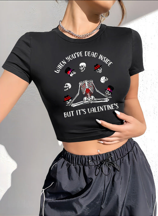 Dame Crop-Top med innovativt spindelnett-design Skjora