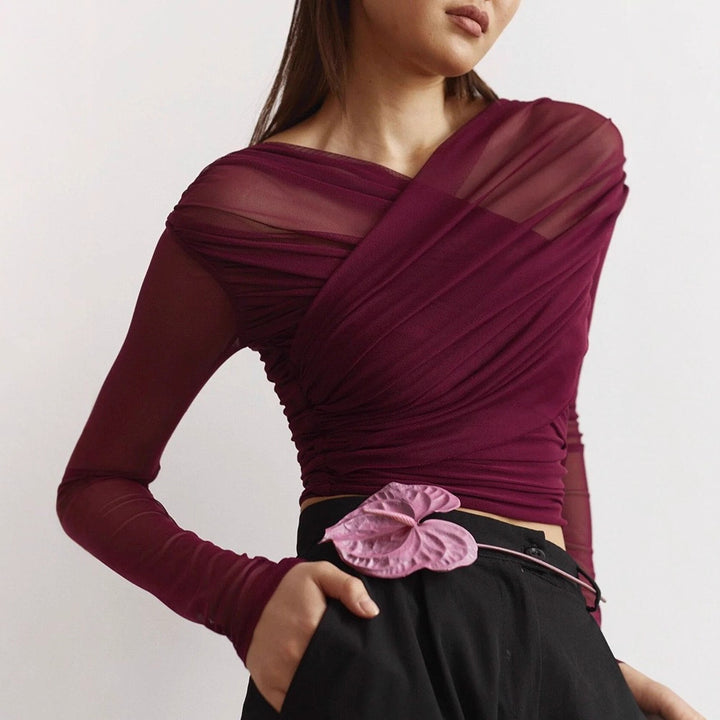 Damer Langerm-Crop-Top Skjora
