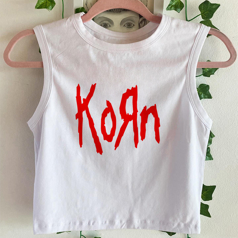 Dame ermeløs tanktop med kreativt trykk Skjora