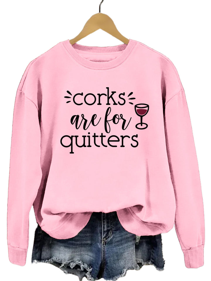 Dame sweatshirt med kreativt slogan og avslappet snitt Skjora