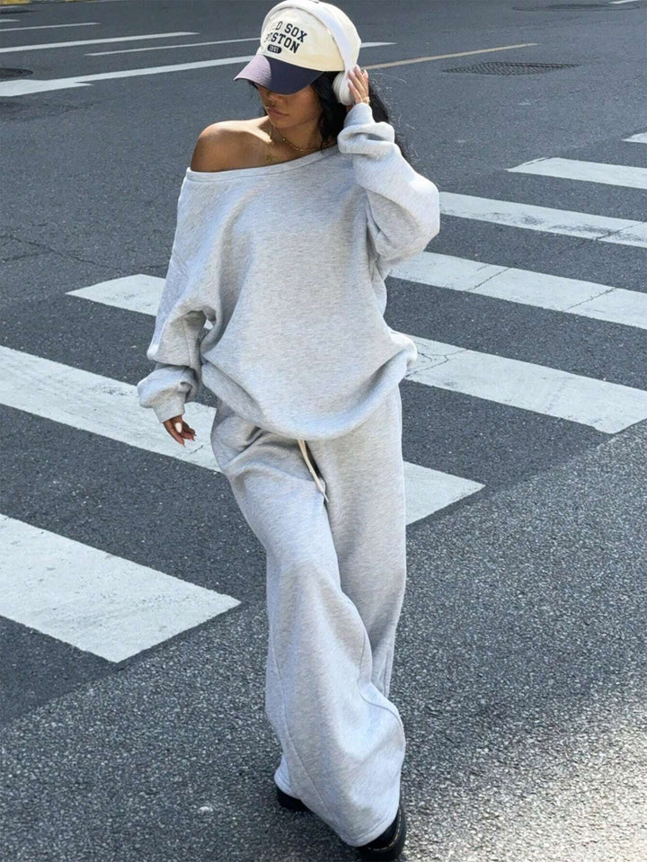 Women's Comfortable Oversized Sweatpants and Casual Sweater Heidi Fashion