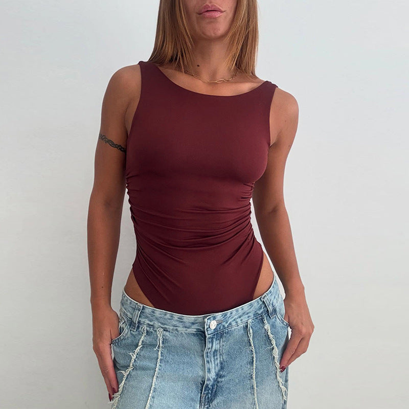 Dame bodysuit med elegant volangdetalj Skjora