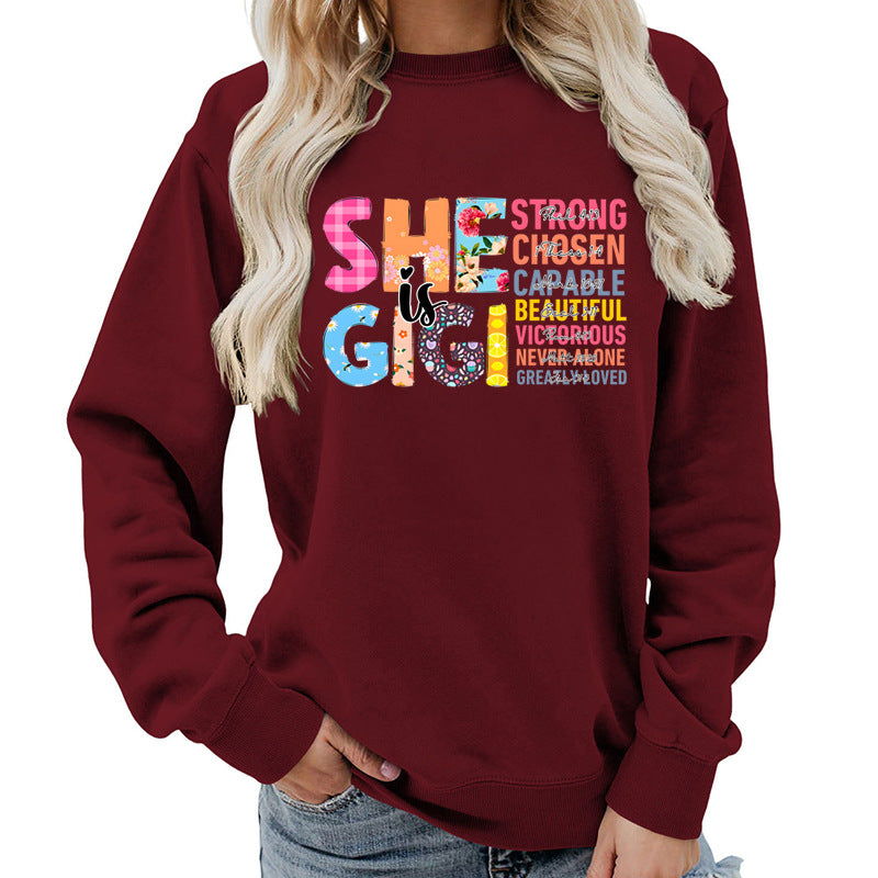 Kvinne sweatshirt med inspirerende tekstdesign Skjora