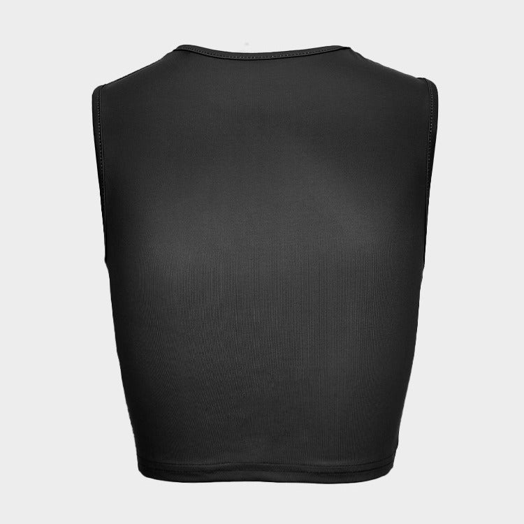 Dame Cropped Tanktop med strålende øyemotiv og glitrende aksenter Skjora