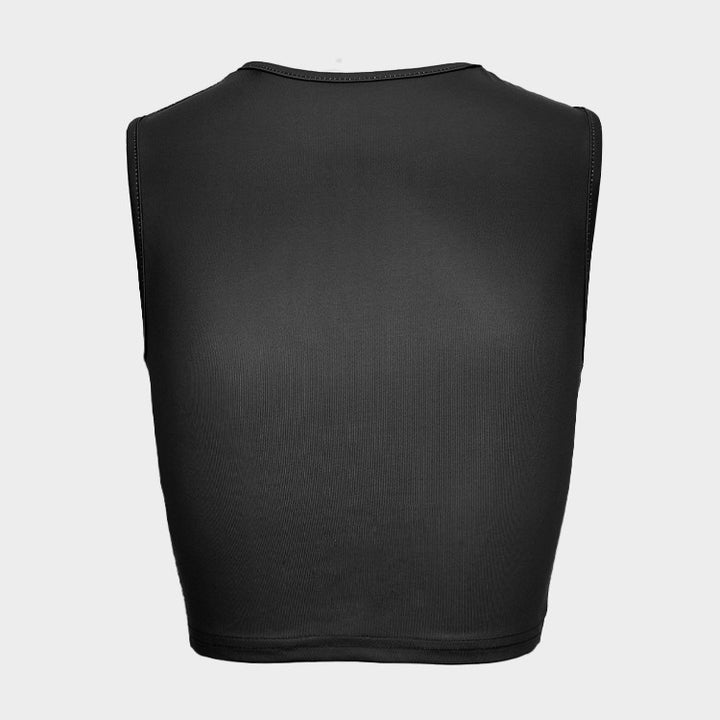 Dame Cropped Tanktop med strålende øyemotiv og glitrende aksenter Skjora