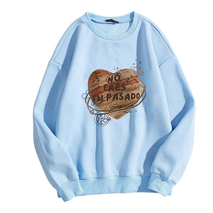Dame avslappet sweatshirt med kreativt hjerte-motiv Skjora