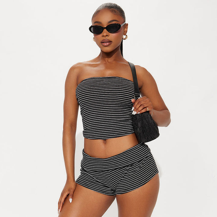 Dame Bandeau topp og shorts sett Skjora