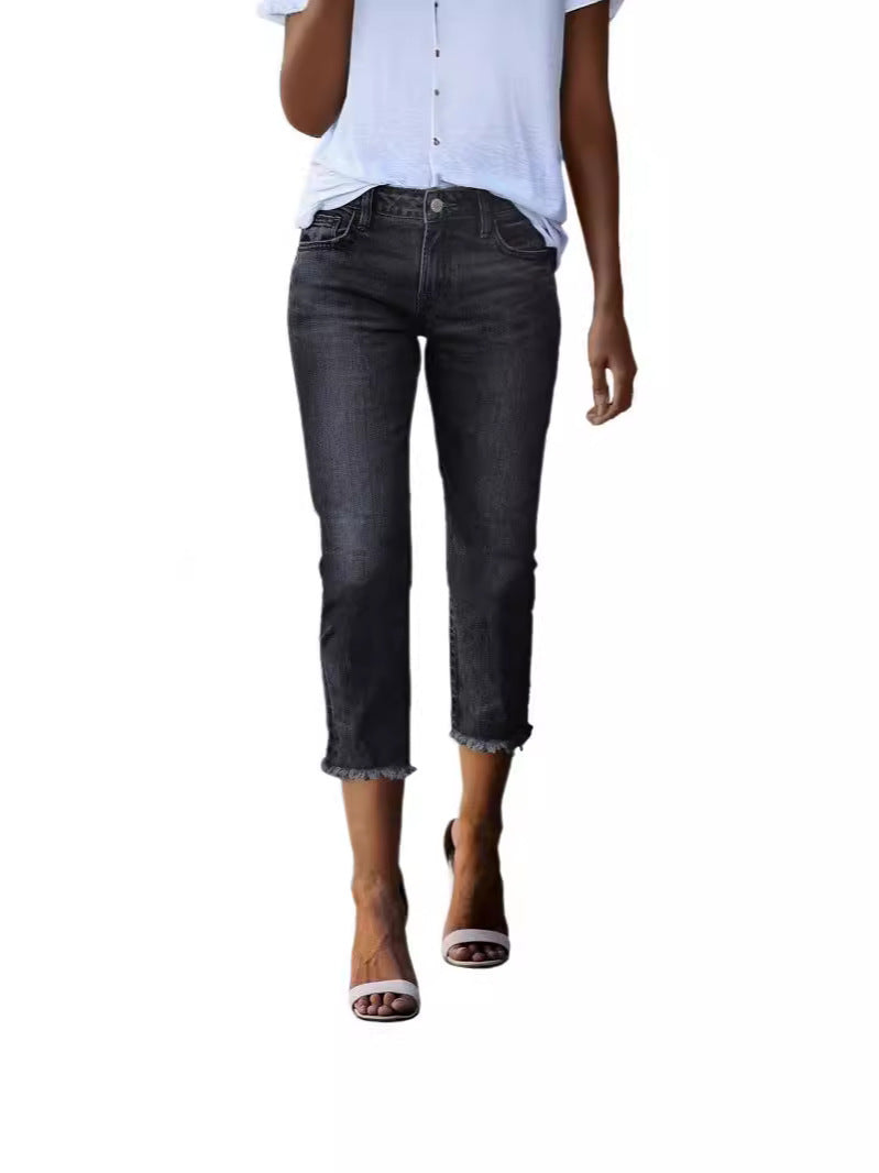 Dame tidløse jeans i moderne snitt med cropped bein Skjora