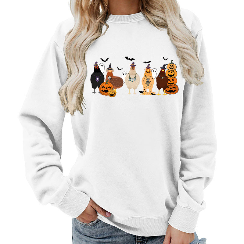 Dame sweatshirt med muntert Halloween-motiv Skjora