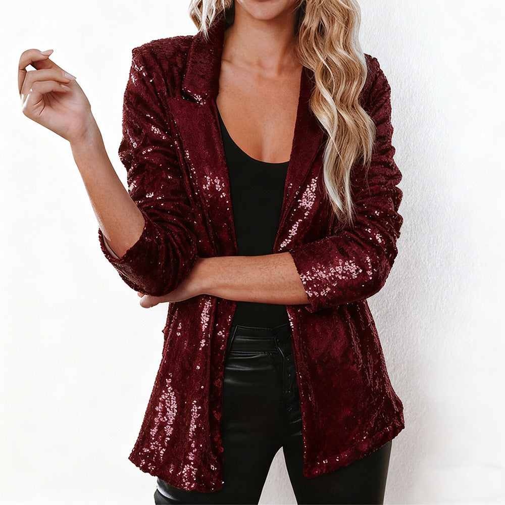Kvinne Glitrende Blazer Skjora