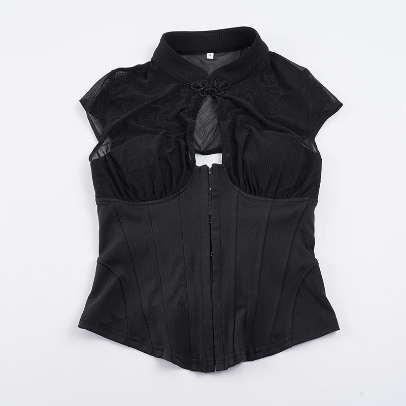 Dame midje korsett med transparente innsatser og elegante detaljer Skjora