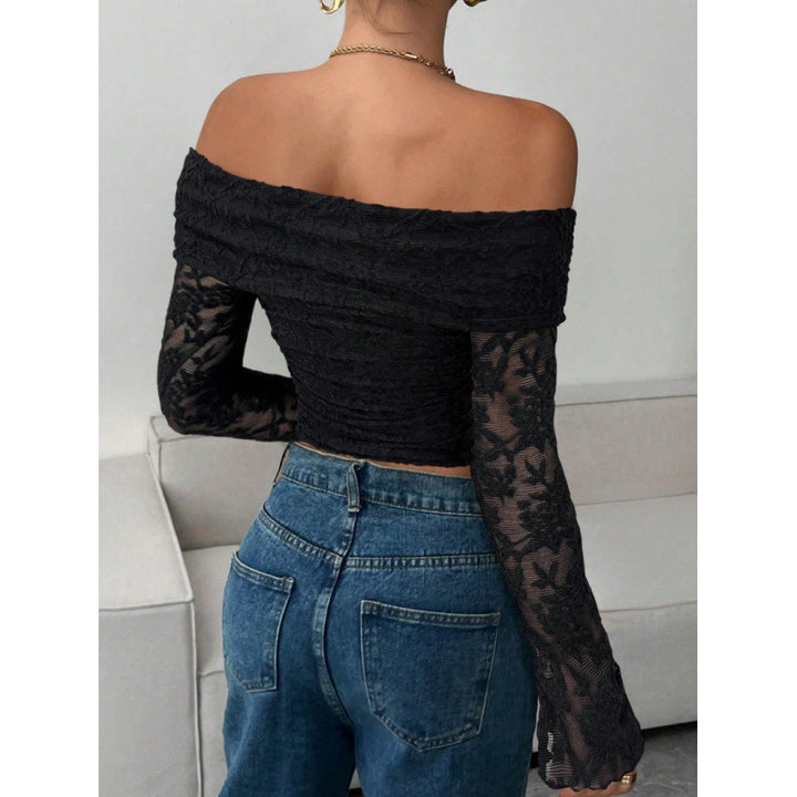 Dame Elegant Off-Shoulder Topp med Volangdetaljer Skjora