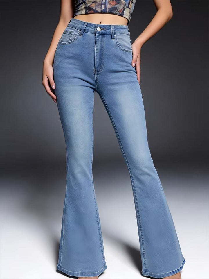 Dame Bootcut Jeans med høy midje og trendy vask Skjora