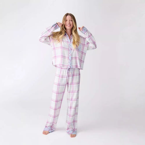 Dame Pyjamasett med rutemønster og luftig snitt