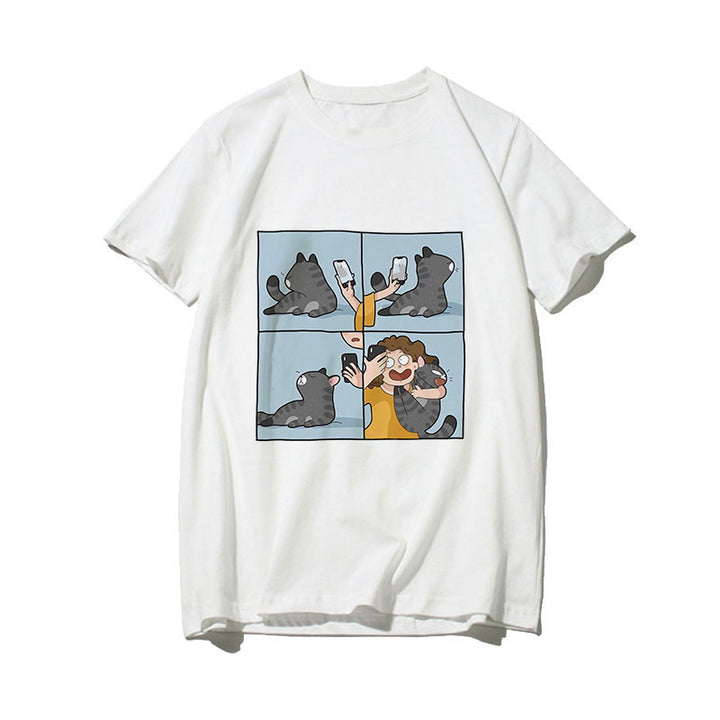 Dame T-skjorte med kreativt kunstmotiv Skjora