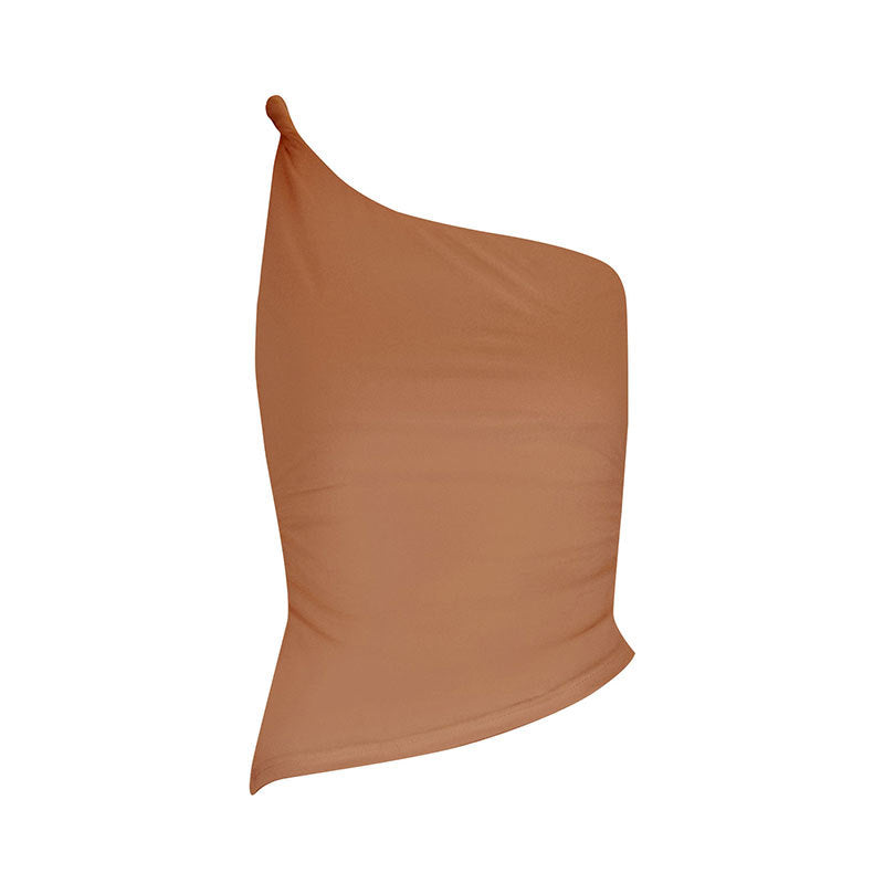 Dame asymmetrisk topp med elegant en-skulder-design og figurformende design Skjora