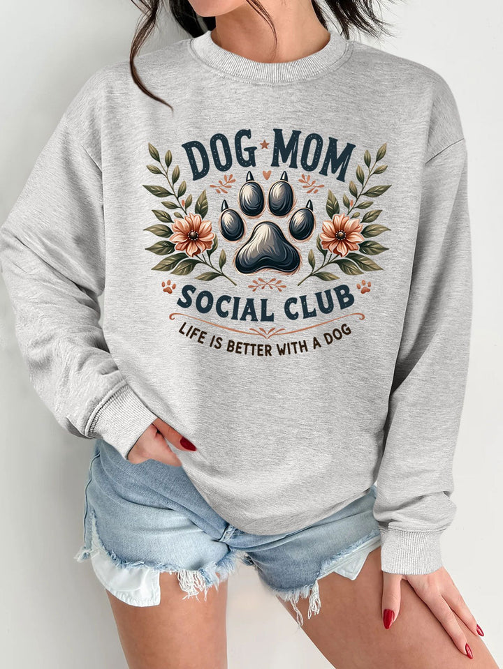Kvinne sweatshirt med trendy hundemotiv og forbedret trykk Skjora