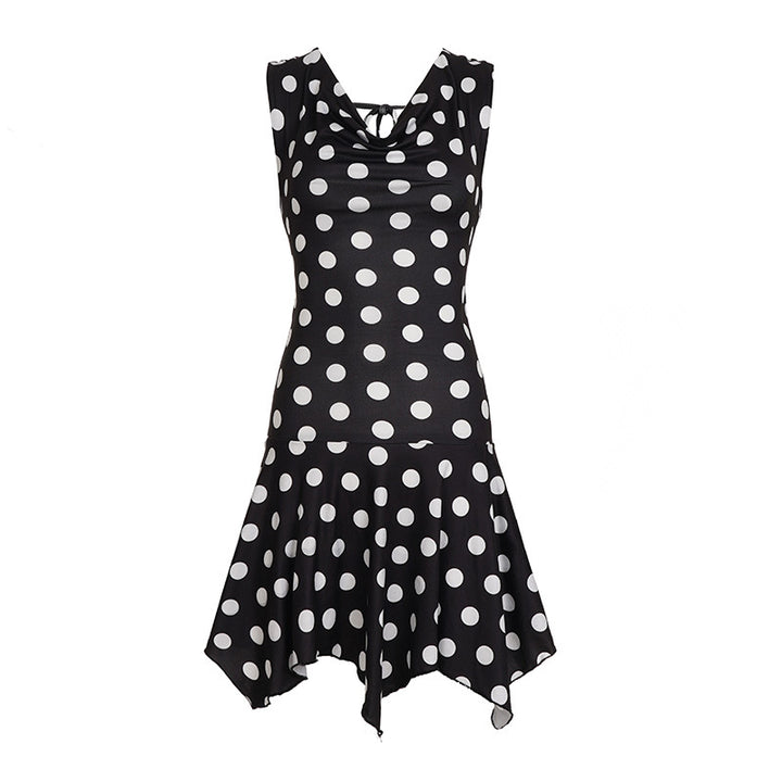 Dame leken Polka Dot kjole med lett stoff og dyp V-hals Skjora