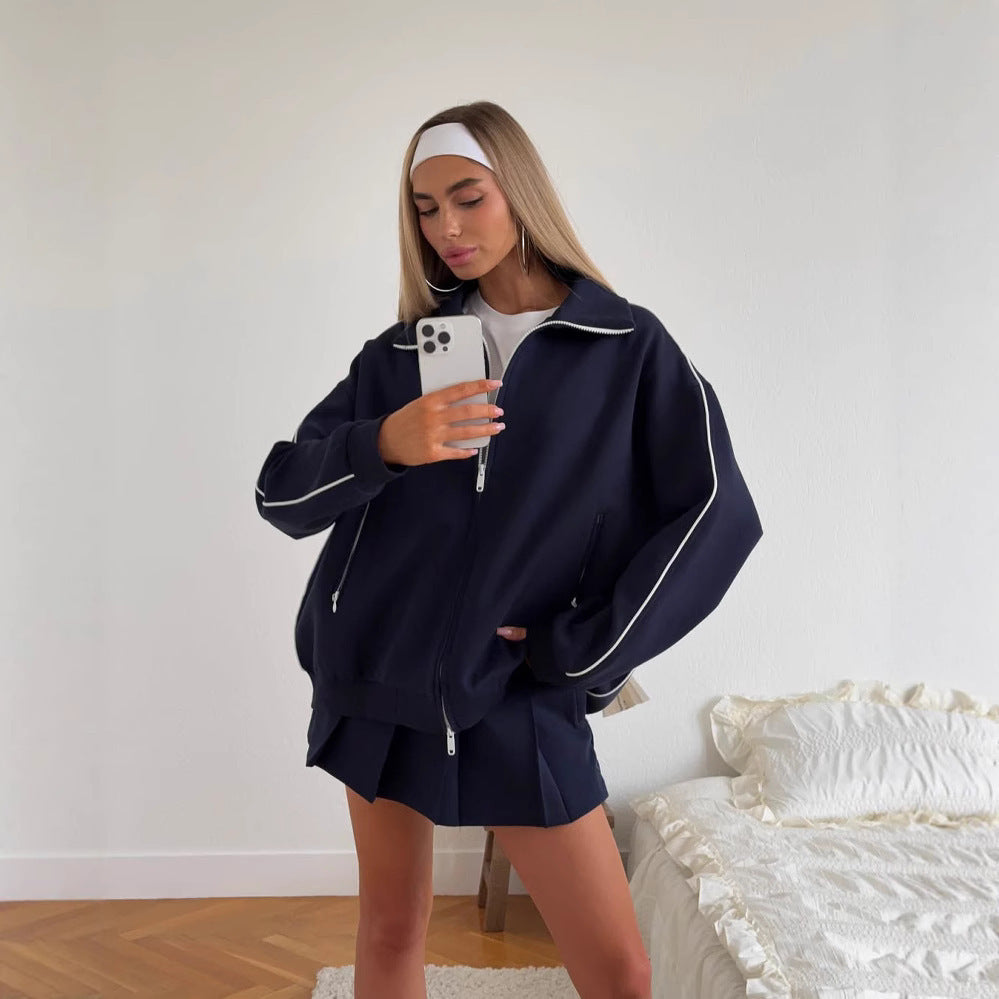Dames sporty oversized jakke med høy krage Skjora