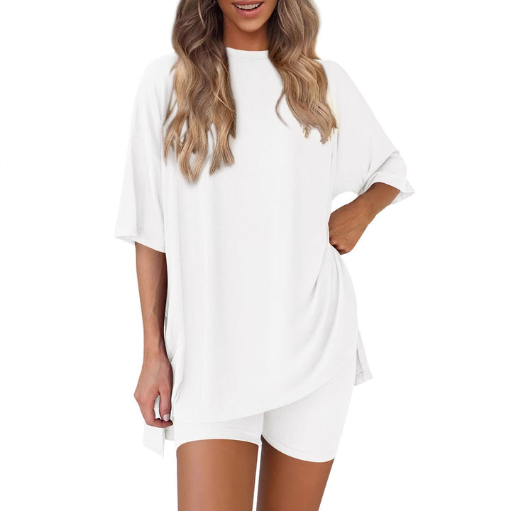 Dame Fritids-loungewear sett med oversized topp og shorts Skjora