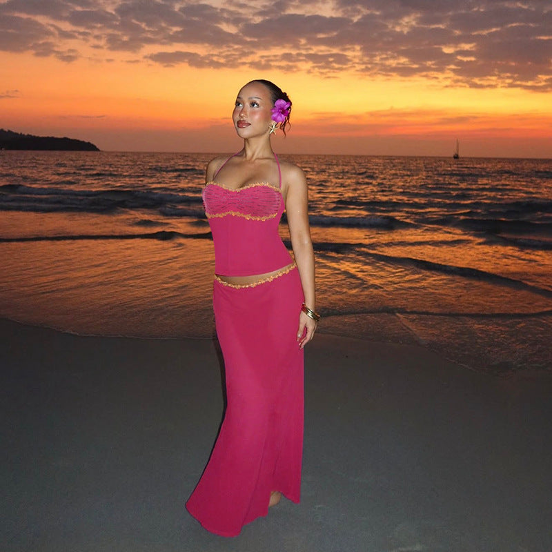 Damer elegant Maxikjole med raffinerte spissedetaljer Skjora