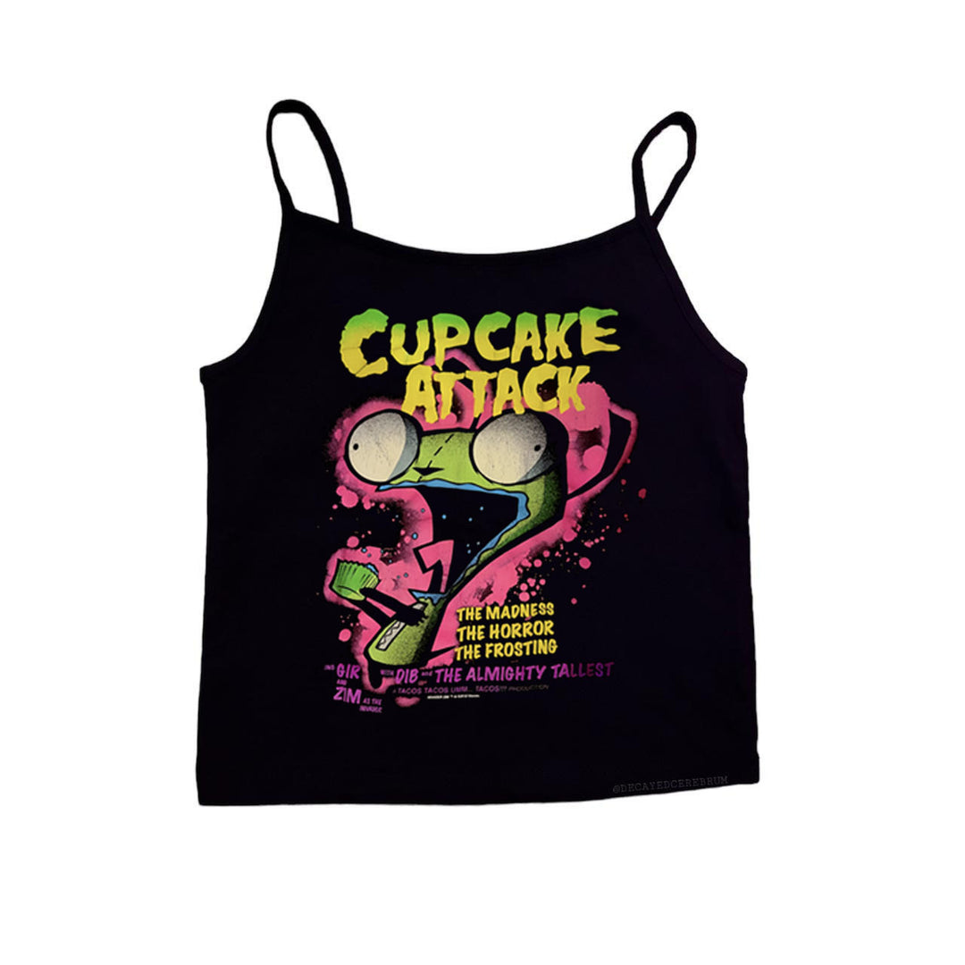 Dame T-skjorte med kreativ cupcake-motiv og moderne trykk Skjora