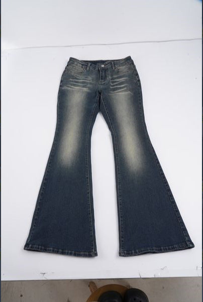 Damer Flared Jeans med høy midje og stilig bruktutseende Skjora