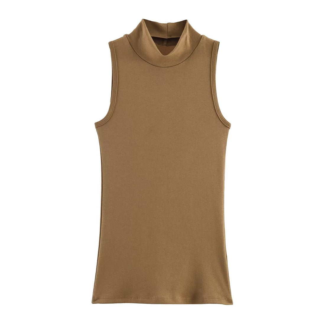 Dame rullekrage tanktop i mykt stretchmateriale Skjora