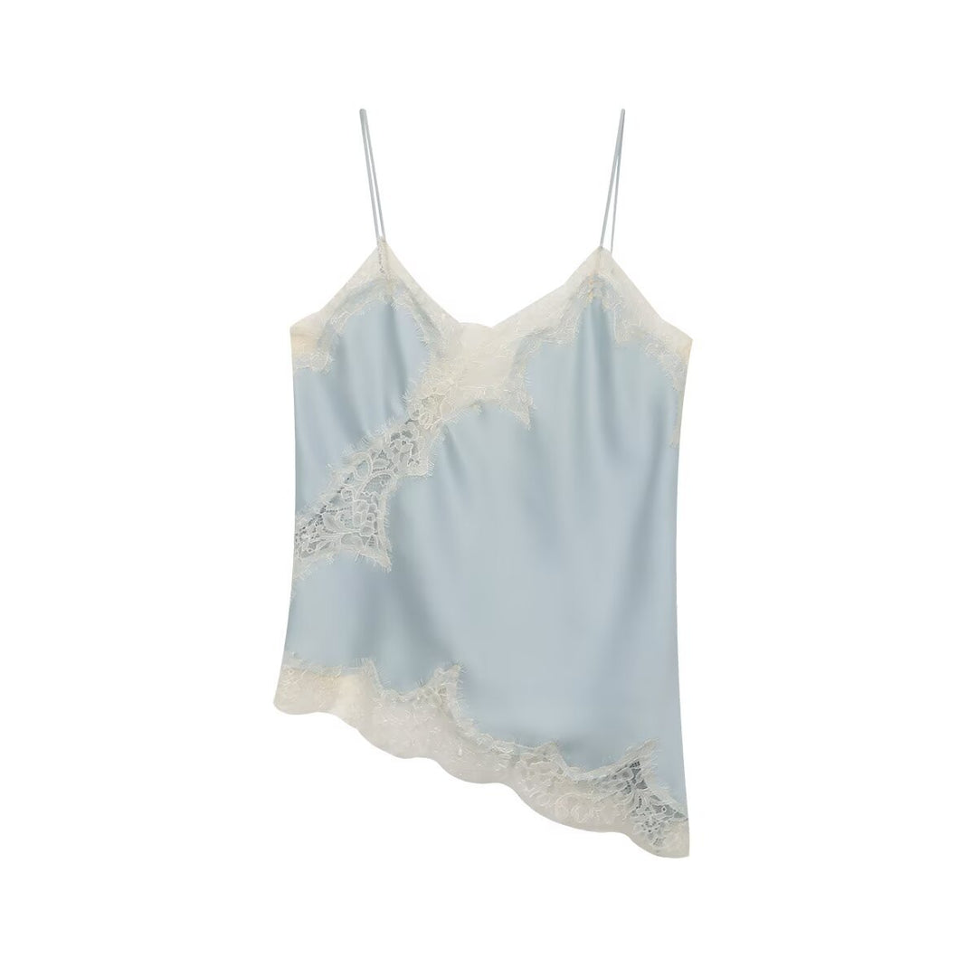Dame-spets-camisole med asymmetrisk snitt og elegante punkter Skjora
