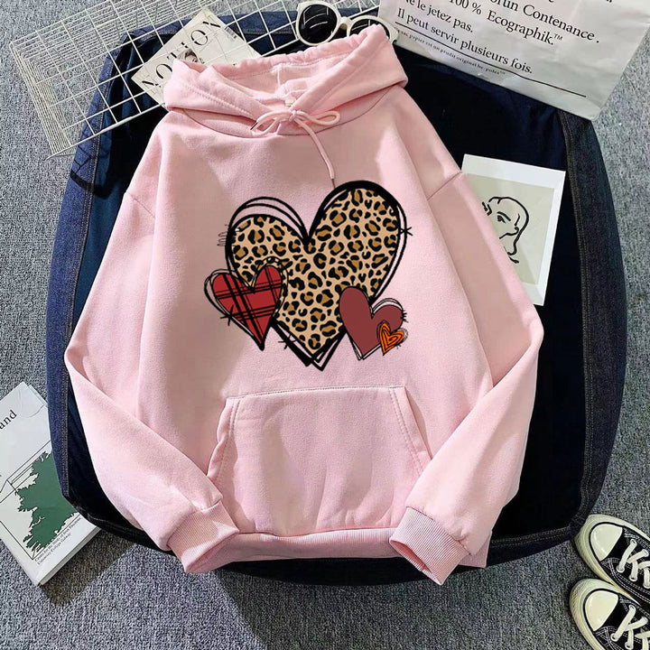 Damen Kapuzenpullover mit verspieltem Herzmuster Skjora