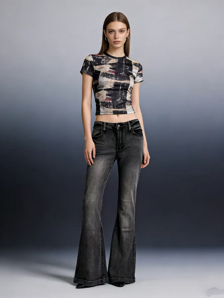 Damer elegant cropped topp med pufferm og vintage broderi Skjora